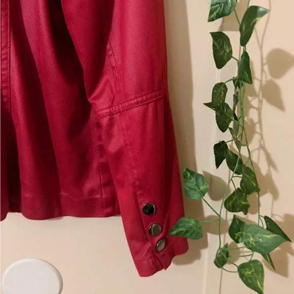 IS SOLD Allison Daley Vibrant Red Leather Jacket - Picture 7 of 7